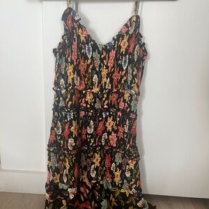 Olivaceous Orange and Pink Ruffled Tiered Sundress